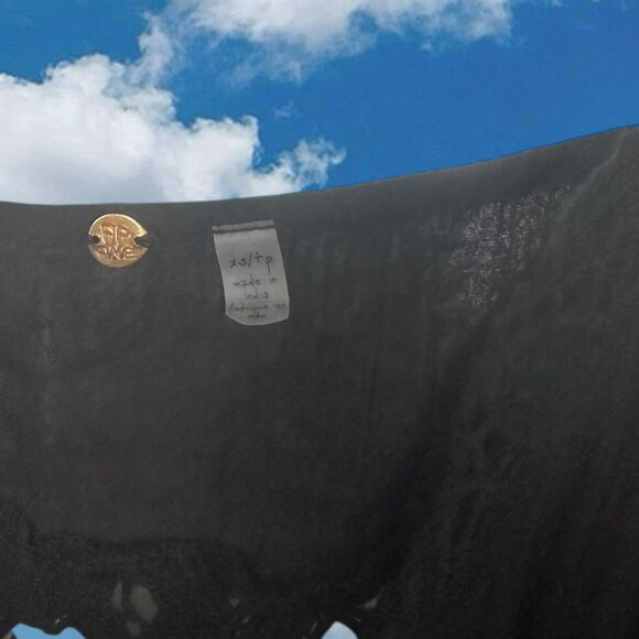 Free People One Dress Womens XS Black Cotton Mini Prairie Goth Festival Raw Hem - Picture 4 of 8